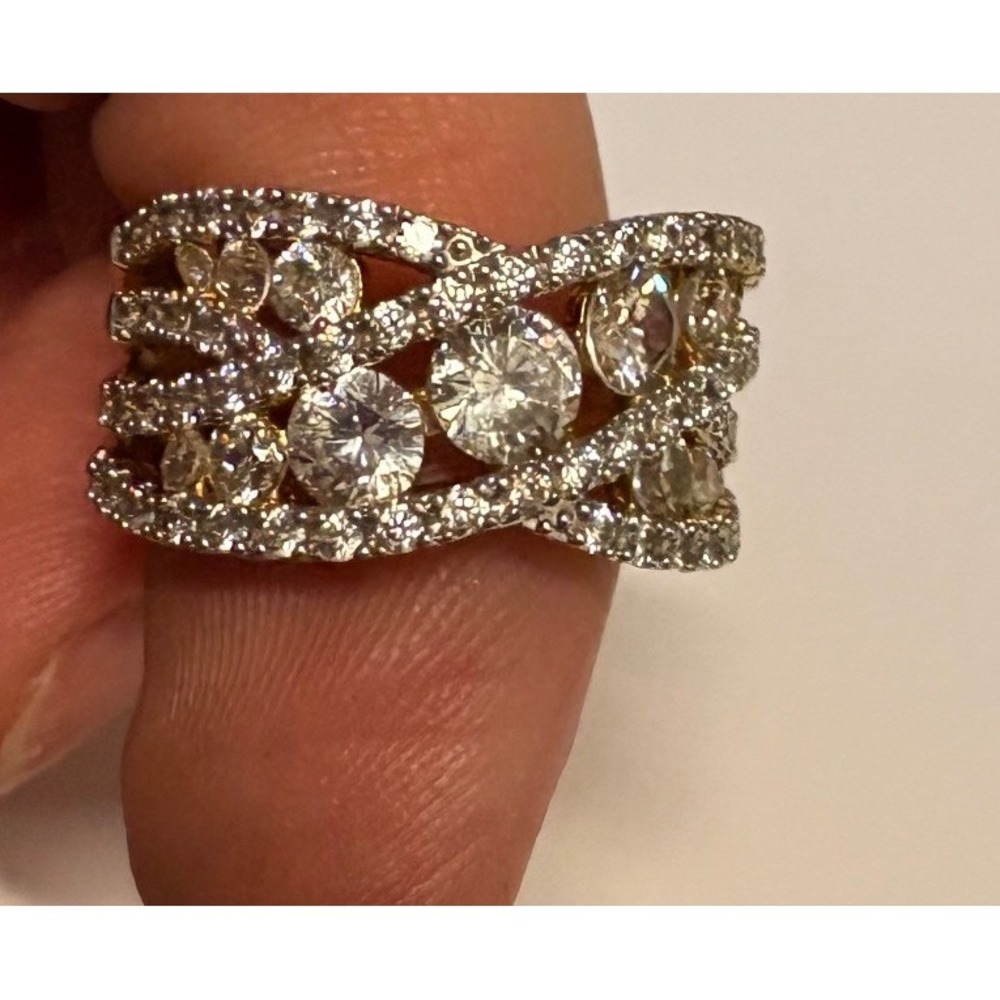 Danbury Mint Five Carat Kiss Ring Size 7 Gold Plated 18k 75 Stones 5 cttw